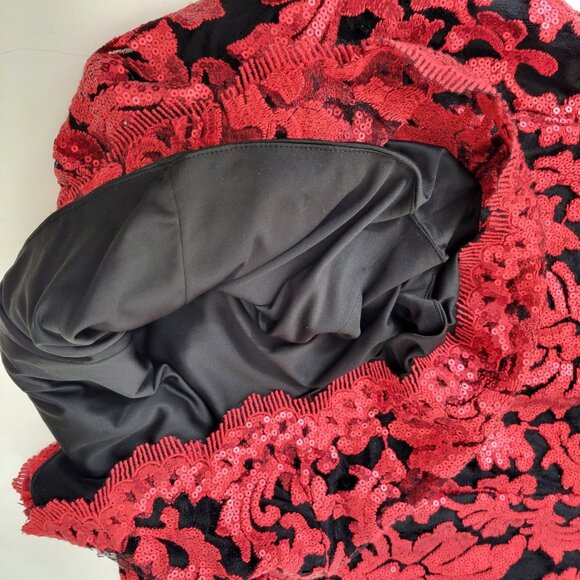 Tadashi Shoji Red Sequin Party Dress Sleeveless Sheath Dress - Picture 5 of 6